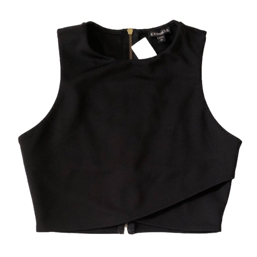 Express Black Cropped tank with back cutouts and Zipper XS new with tags